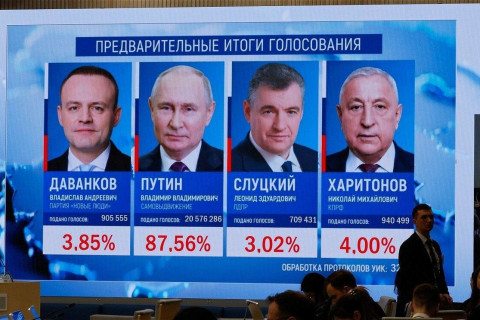 В.Путин 87.3 хувийн санал авч, үнэмлэхүй ялалт байгуулжээ