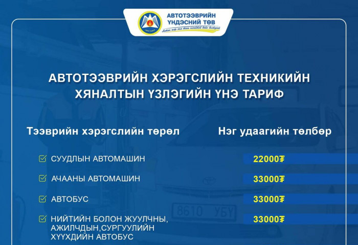 “Тээврийн хэрэгслийн үзлэг, оношилгооны үнэ нэмэгдээгүй“