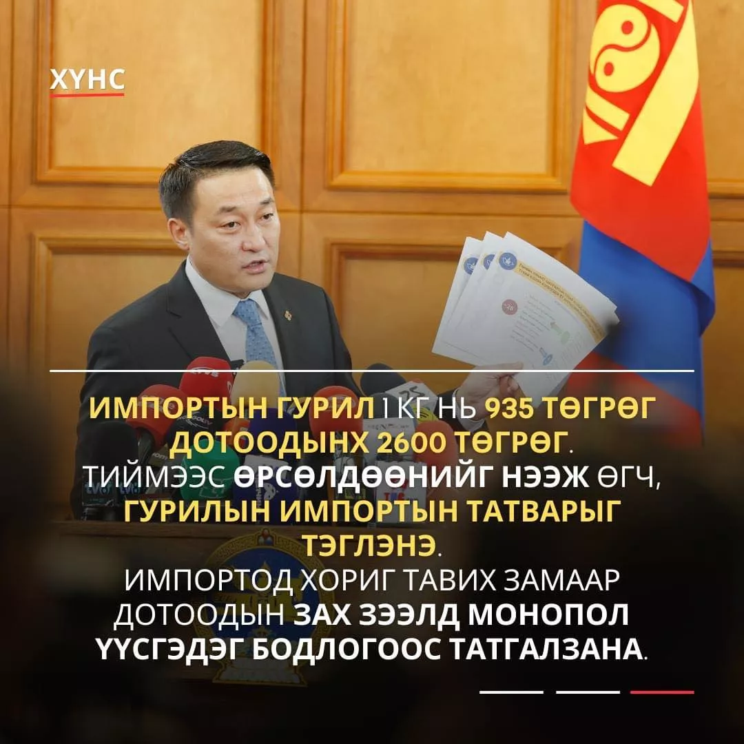 Д.Амарбаясгалан: Зардал, татвараа шингээгээд дээд гурилын нэг кг-ыг ₮1,342-аар Улаанбаатарт ирүүлэх боломжтой